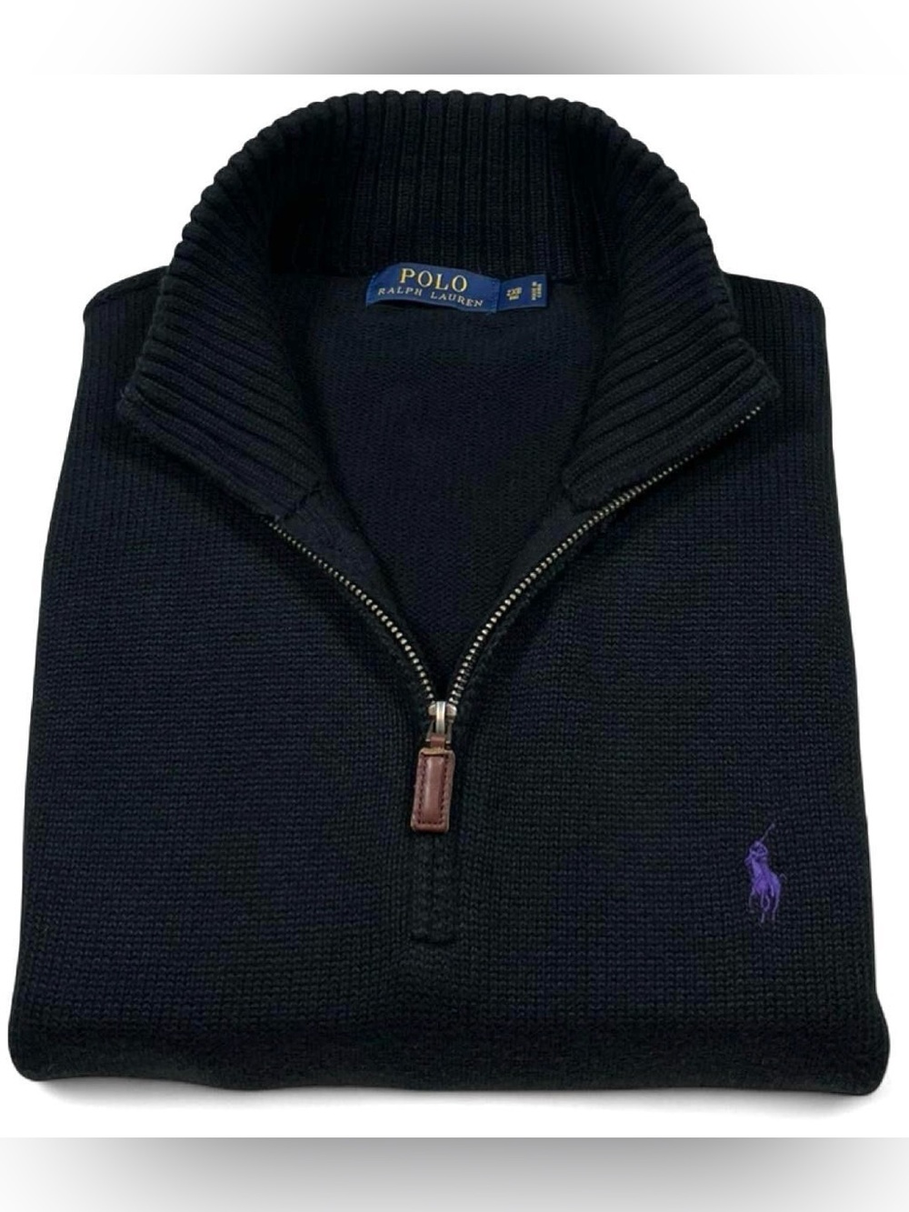 MINT! VTG Polo Ralph Lauren Quarter Zip Black Sweater Mens Size XXL 2XL 2XB Golf